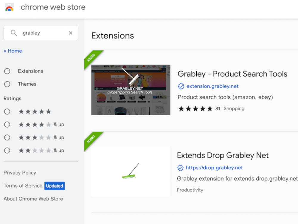 Grabley Chrome Extension Product Tools